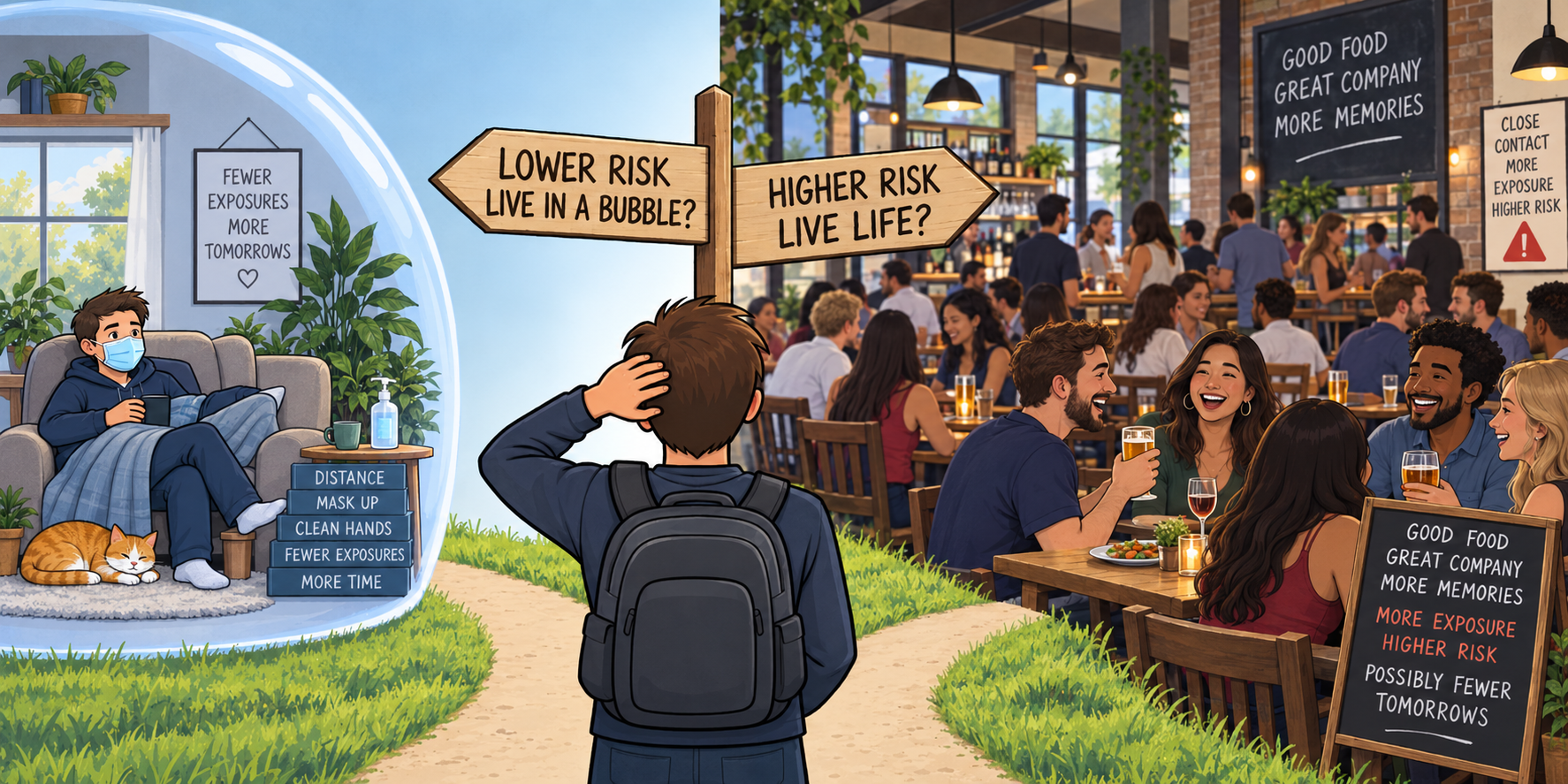 Balancing risk. Living in a bubble vs living life?